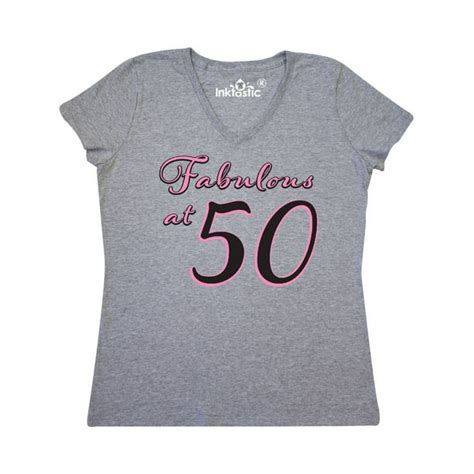 Inktastic Fabulous At 50 Womens V Neck T Shirt