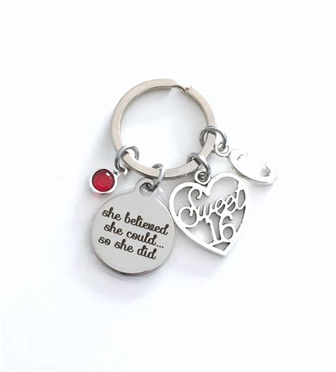 One of the best sweet 16 gift ideas for daughter from mom. Gift for Daughter's Sweet 16 Keychain, Granddaughter Key ...