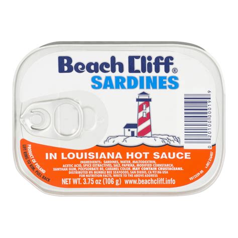 Beach Cliff Sardines In Louisiana Hot Sauce Wild Caught 375 Oz Can