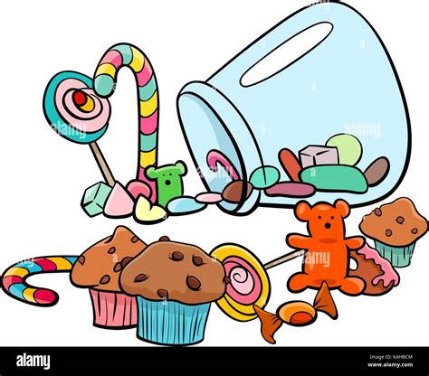 Ilustración De Dibujos Animados De Alimentos Dulces Como Los Caramelos