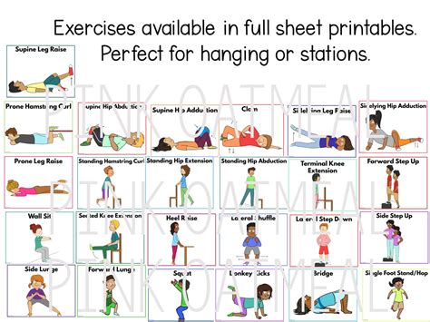 Lower Extremity Strengthening Cards And Printables For Kids Pink