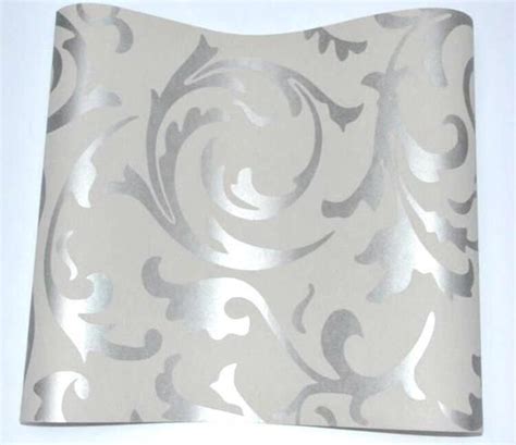 European Luxury Silver Cream White Wallpaper Textured Etsy Carta Da