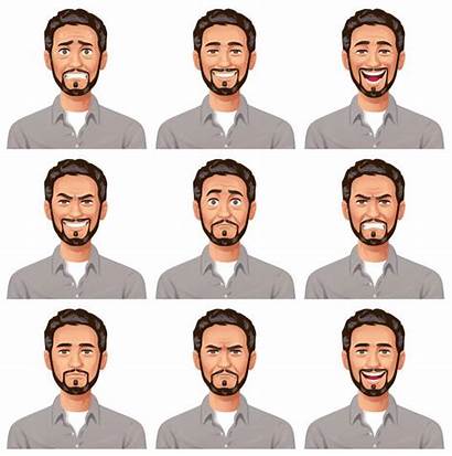 Expressions Facial Vector Young Beard Headshot Illustrations