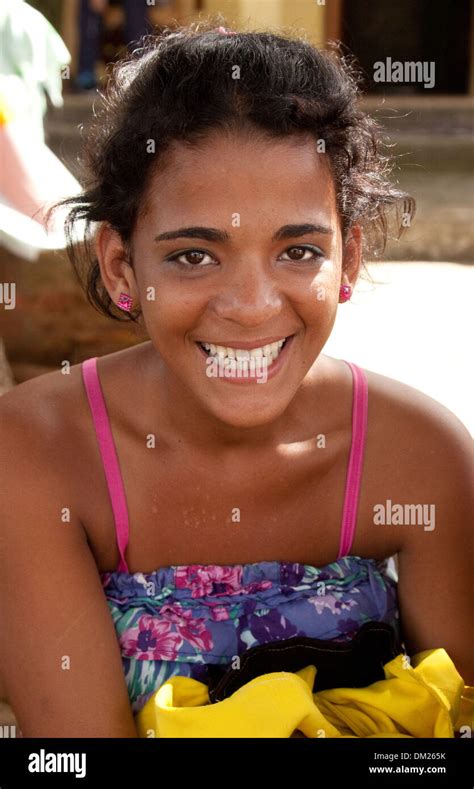 Cuba Girl Portrait Of Attractive Smiling Cuban Teenage Girl Age Aged