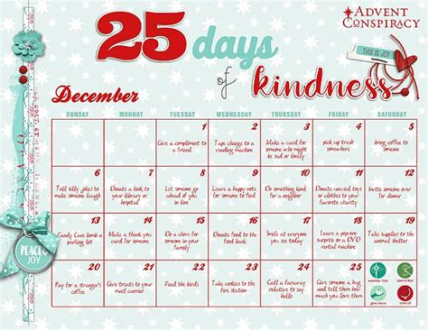 25 Days Of Kindness Idea Advent Conspiracy Reverse Advent Calendar