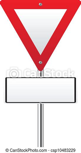Blank Upside Down Triangle Red Traffic Sign On White Canstock
