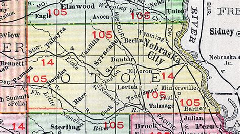 Otoe County Nebraska Map 1912 Nebraska City Syracuse Palmyra