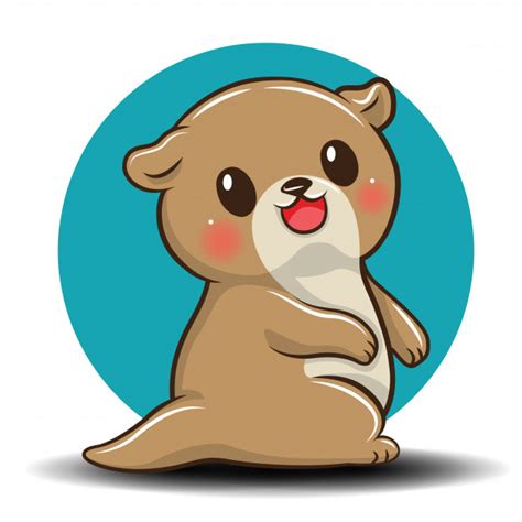 Cute Otter Cartoon Premium Vector