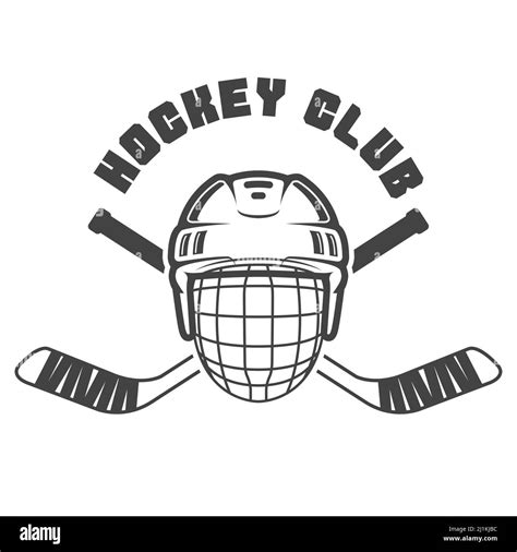 Ice Hockey Emblem With Helmet And Two Crossed Hockey Sticks Vector