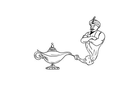 Aladdin Genie Coming Out Of The Lamp Franklin Morrison S Coloring Pages