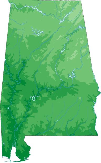Topographical Map Of Alabama Topo Map Topography State Map