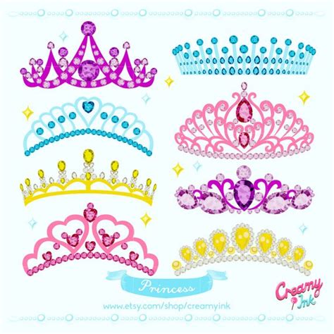 Princess Crown Digital Vector Clip Art Tiara Clipart Design