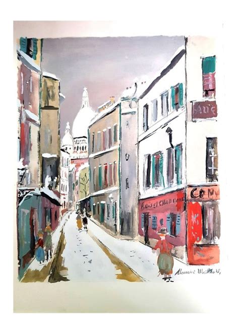 Lithographie De Maurice Utrillo Sacré Coeur Village De Montmartre