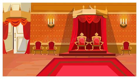 Red Royal Thrones In Palace Vector Illustration Stock Vector