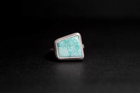 SIZE 5 5 25 Geometric Pilot Mountain Turquoise Sterling Etsy