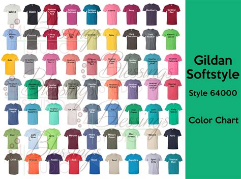 Gildan Soft Style Heather Color Chart