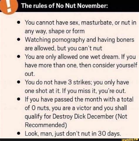the rules of no nut november you cannot have sex masturbate or nut in any way shape or form