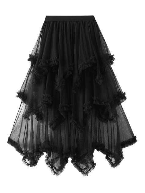 Tulle Skirts For Women High Waist Ruffle Tiered Party Petticoat Prom