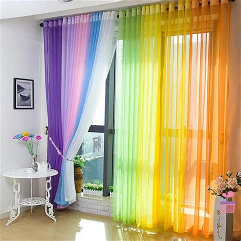 Multi Color Voile Curtain Transparent Tulle Curtains Window Screening