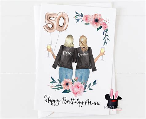 Mum 50th Birthday Card Mother And Daughter Birthday Card Etsy Uk