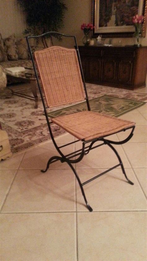 Package deal 1 2m rattan table with folding legs x 4 rattan chairs. Rattan and iron folding chair | Wrought iron furniture ...
