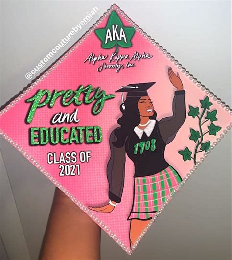 Alpha Kappa Alpha Sorority Inc Aka Pre Made Graduation Cap Etsy