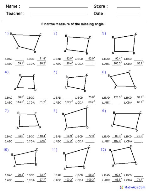 Geometry Polygons Worksheet Answer Key