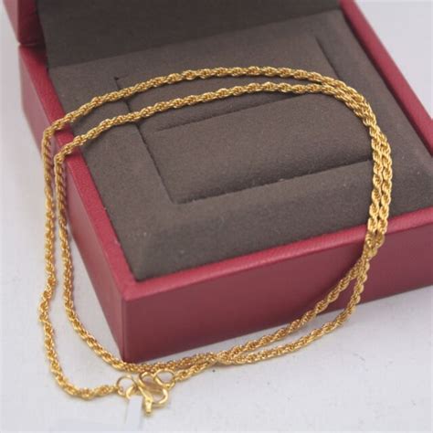 Pure 999 24k Yellow Gold Chain Women Good Luck Rope Necklace 78g165inch Ebay