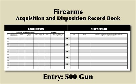 Firearms Acquisition And Disposition Record Book ATF Track Gun Inventory Book Journa FFL Log