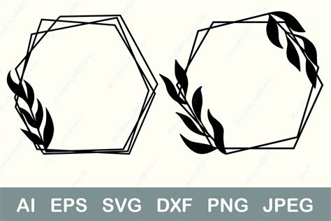Floral Geometric Frame Svg Leaf Wreath Graphic By Anastasiyaartdesign