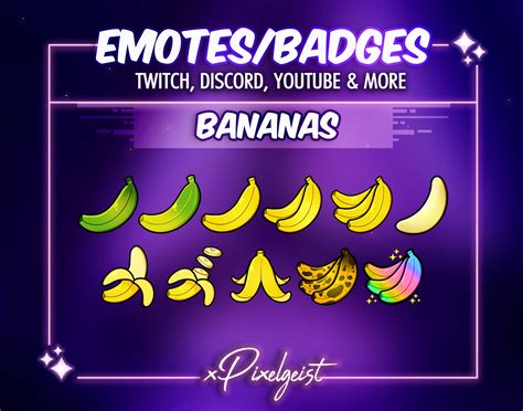 Banana Subscriber Badges Banana Emotes Banana Bit Badges Food Stream
