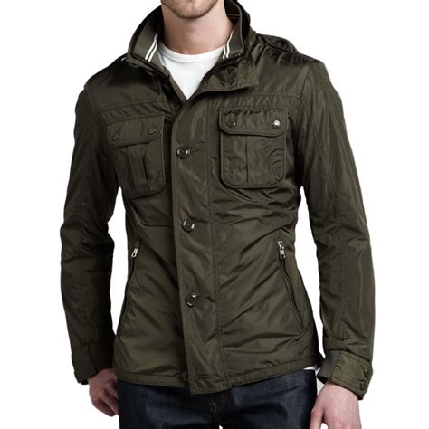 Mens Military Classic Style Green Zipper Field Jacket Outerwear