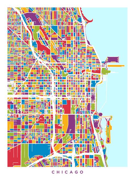Chicago City Street Map Digital Art By Michael Tompsett