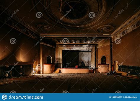 Old Burnt Creepy Abandoned Ruined Haunted Theater Stock Image Image