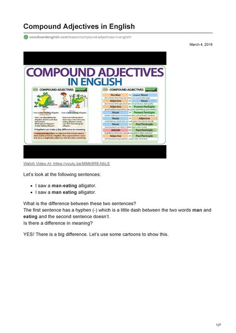 Woodwardenglish Com Compound Adjectives In English March