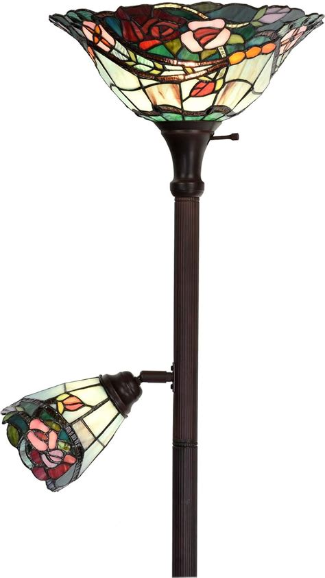 Buy Bieye L10739 Rose Flower Tiffany Style Stained Glass Torchiere Floor Lamp With 14 Inch Wide