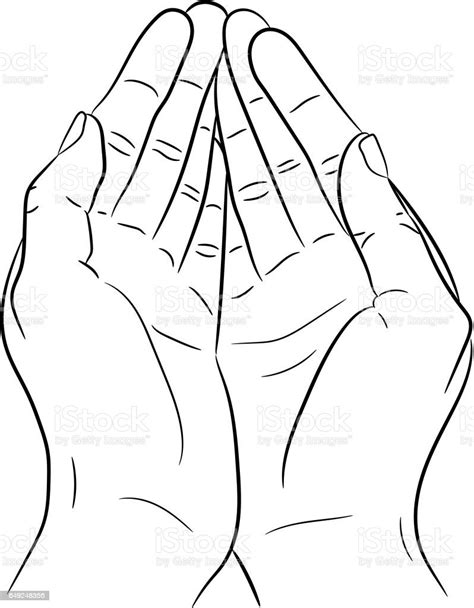Two Open Empty Hands Asking Gesture Monochrome Vector Illustrations Stock Illustration