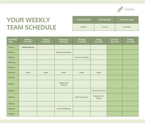 Daily Work Schedule Template