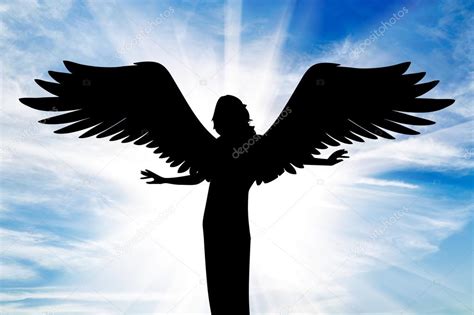 Silhouette Of A Beautiful Angel In Heaven — Stock Photo © Prazisss