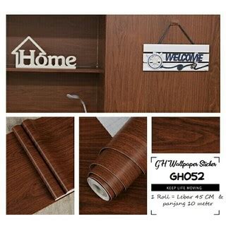 Wallpaper Sticker Kayu Jati Coklat Tua Stiker Dinding Lemari Meja Pintu