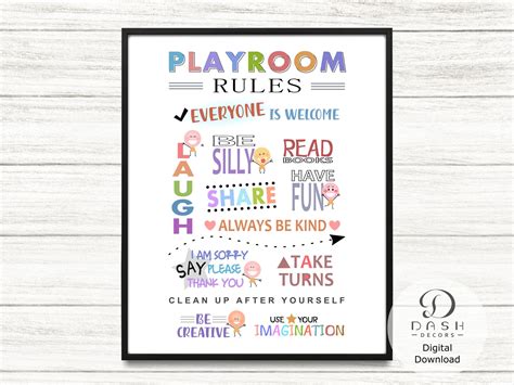 Playroom Rules Printable Wall Art And Poster For Kids Etsy