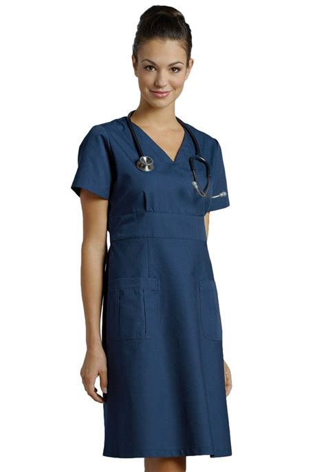 White Cross Mock Wrap Scrub Dress Scrubs And Beyond Scrubs Dress Nursing Dress Nurse Dresses