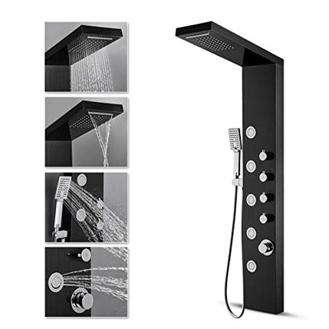 Rovate Rainfall Waterfall Shower Tower Panel System 304 Stainless Steel Bathroom Shower Tower