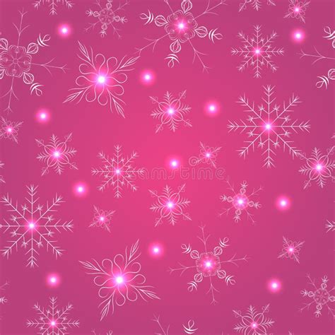 Seamless Pattern With Pink Snowflakes Stock Vector Illustration Of
