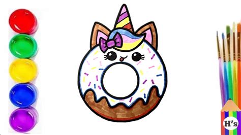 How To Draw A Cute Unicorn Doughnut Yoqimli Yagona Shoxli Donutni