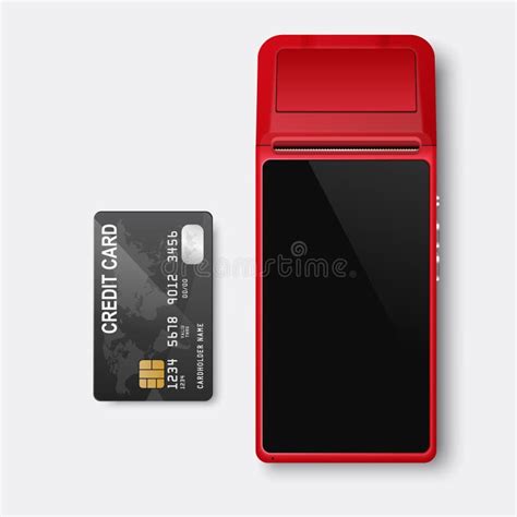 Vector 3d Red Nfc Payment Machine And Credit Payment Card Isolated Wi