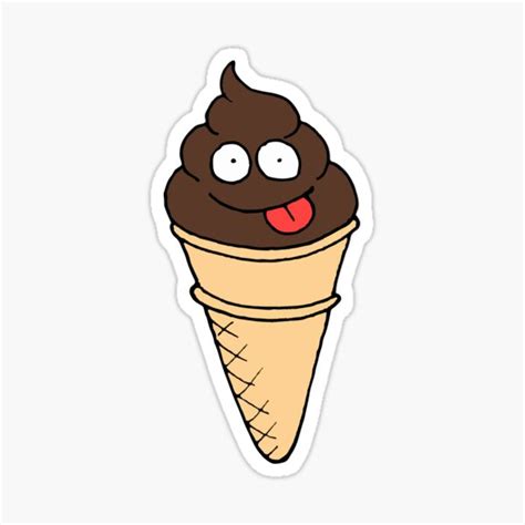 Funny Poop Chocolate Ice Cream Cone Emoji Food Humor Sticker For Sale