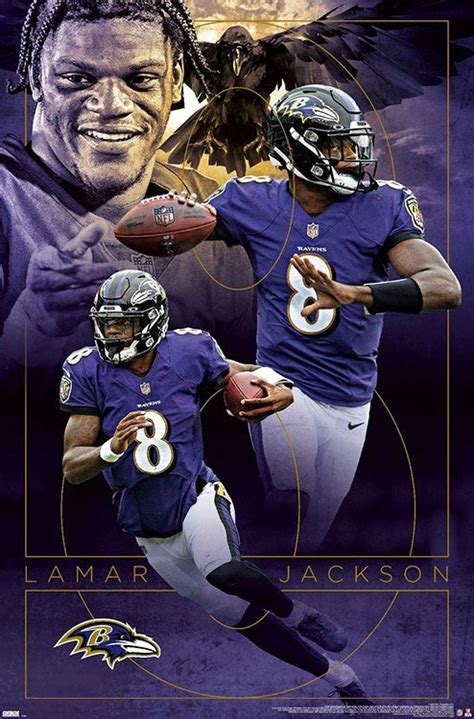 Lamar Jackson Dynamo Baltimore Ravens Nfl Football Action Poster T