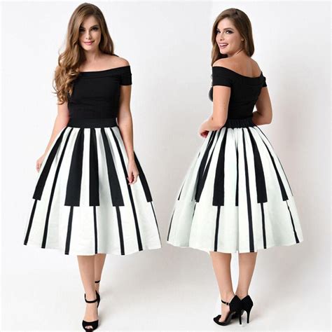 women skirt piano keys printed skirt high waist thin skirt fancy pattern skirts high waisted