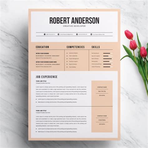 Modern Creative Resume Template For Ms Word Format Cv Etsy Creative